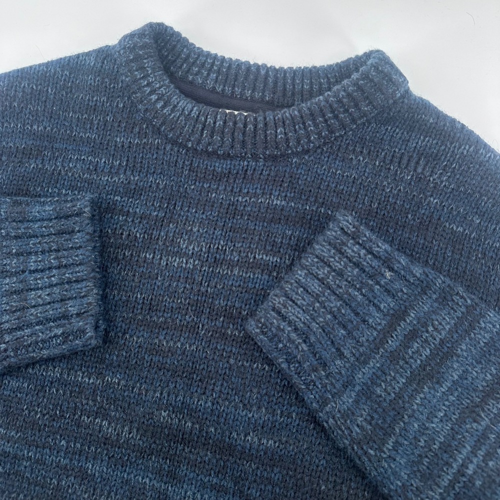 H&M L.O.G.G. Crewneck Sweater Men‎ M Blue Marled Chunky Knit Pullover Acrylic